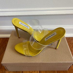 Steve Madden Clear Sandals with Yellow Heel